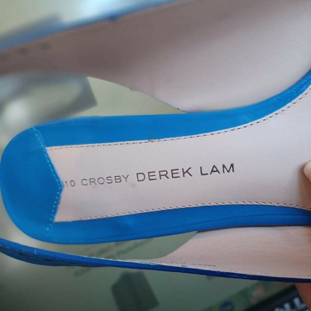🤩RARE Women's Sandals Shoes Sz 7.5 Leather 10 Crosby Derek Lam Blue Ankle Strap - Picture 5 of 9